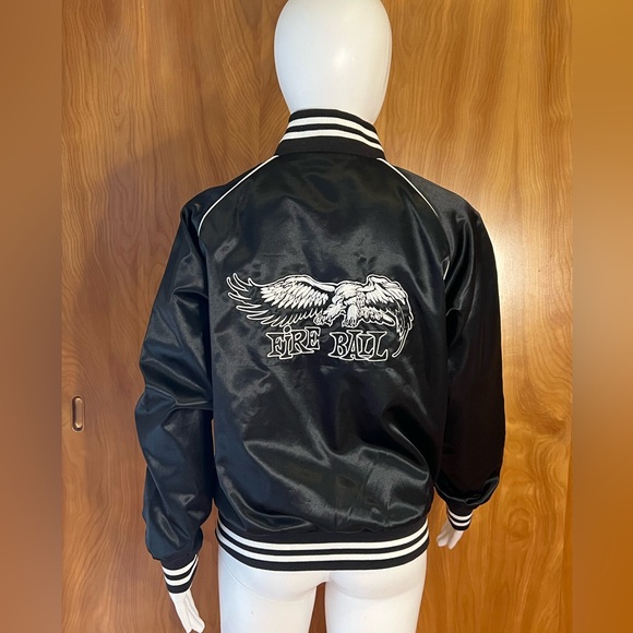 Satin baseball jacket with Eagle Fireball lettering size: Small gently worn - Picture 4 of 6